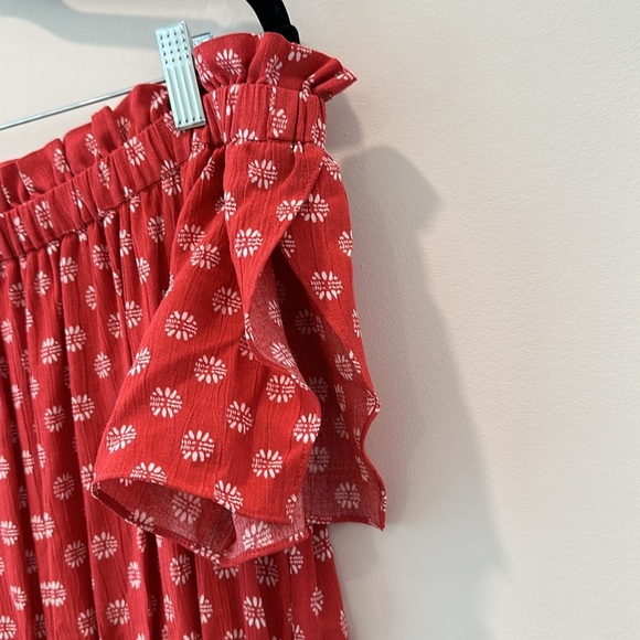 Women’s Printed Off The Shoulder Maxi Dress Boho Prairie Peasant Summer Sundress - Picture 10 of 11